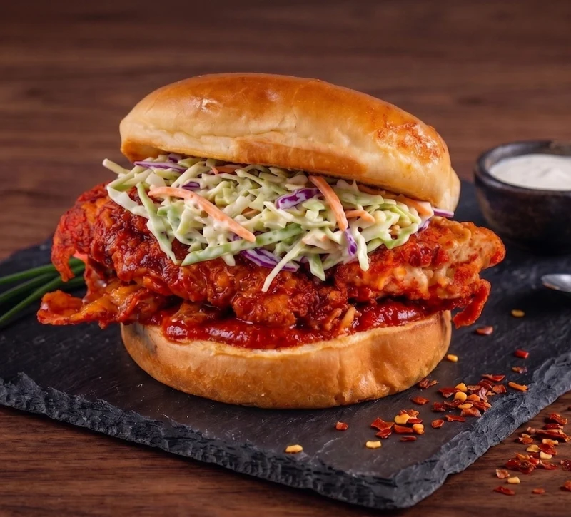Nashville crispy chicken burger at Grill 'n' Cafe, Dream Crest Road, Mississauga