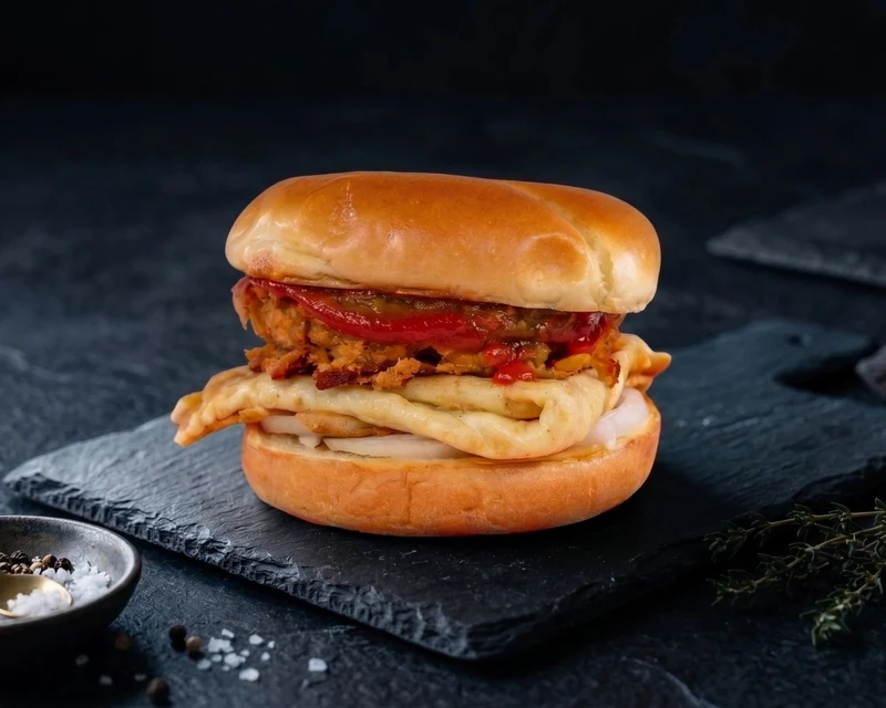 Anda Wala Burger, halal Pakistani street-style egg burger at Grill 'n' Cafe, Mississauga